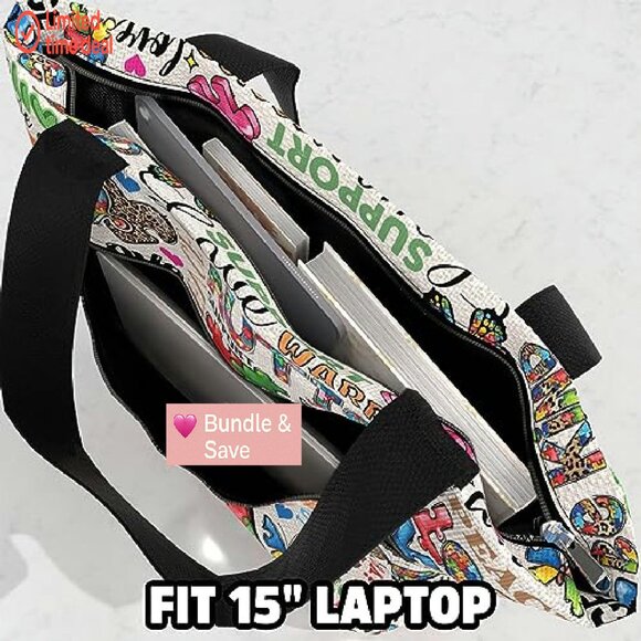 Large Water-Resistant Tote Bag with Multiple Pockets for Work & Travel - Picture 4 of 7